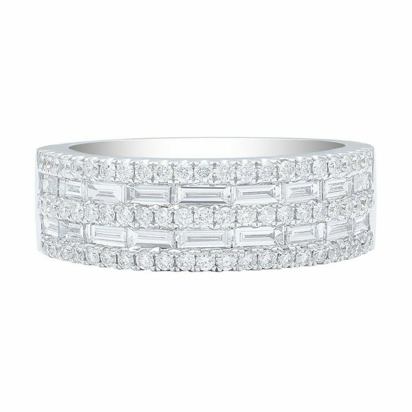 4Ct Baguette Cut Diamond 5 Row Half Eternity Wedding Band 14K White Gold Finish