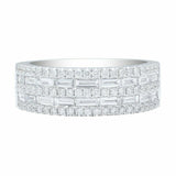 4Ct Baguette Cut Diamond 5 Row Half Eternity Wedding Band 14K White Gold Finish