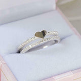 1.2ct Round Cut Diamond Engagement Ring Heart Split Band 14k White Gold Finish