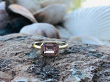 2.1ct Emerald Cut Peach Morganite Bezel Set Solitaire Ring 14k White Gold Finish