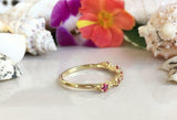 0.7ct Wedding Band Princess Cut Pink Ruby Stylish Stackable 14k Yellow Gold Over