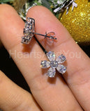 2ct Pear Cut Simulated Diamond Floral Cluster Stud Earrings 14k WhiteGold Plated