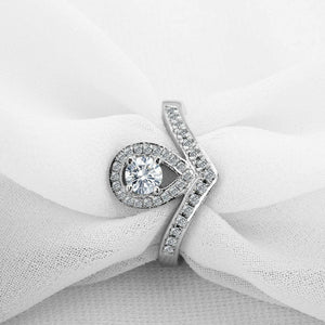 1.9ct Round Cut Diamond Engagement Ring Curved Halo Tiara 14k White Gold Finish