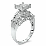 3.5Ct Princess Cut Diamond Unique Stylish Engagement Ring 14K White Gold Finish