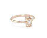 0.9ct Princess Cut Diamond Fancy Rectangle Minimal Ring 14k Rose Gold Finish