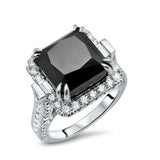 7Ct Princess Cut Black Diamond Queens Vintage Cocktail Ring 14K White Gold Over