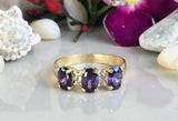 2ct Engagement Ring Oval Purple Amethyst Stylish Stackable 14k Yellow Gold Over