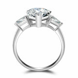 3ct Pear Cut VVS1D Diamond Engagement Ring Solitaire Trilogy 14k White Gold Over