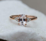 1.7ct Oval Cut Morganite Solitaire Ring 14k Rose Gold Finish with Round Accents