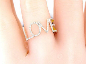 1ct Round Cut Diamond Love Word Valentine Promise Ring 14k White Gold Finish