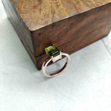 1.5ct Engagement Ring Emerald Cut Green Peridot Solitaire 14k Rose Gold Finish