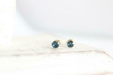 1ct Stud Earrings Round Cut London Blue Topaz Solitaire 14k Yellow Gold Finish