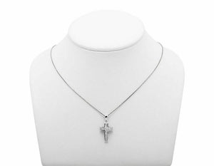 0.25ct Round Cut Diamond Pendant Two Rows Cross 14k White Gold Finish NO CHAIN