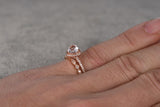 2ct Heart Cut Champagne Morganite Bridal Set Engagement 14k Rose Gold Finish New