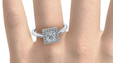 1.3ct Princess Diamond Accent Halo Solitaire Engagement Ring 14k White Gold Over