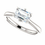 1ct Emerald Cut VVS1 D Diamond Solitaire Engagement Ring 14k White Gold Finish