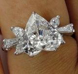 4Ct Heart Marquise Cut Diamond Art Deco Engagement Ring 14K White Gold Finish