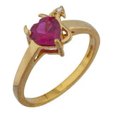 1ct Engagement Ring Heart Cut Pink Ruby Devil Solitaire 14k Yellow Gold Finish