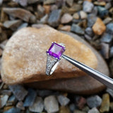 1.4ct Engagement Ring Asscher Cut Purple Amethyst Split Shank 14k WhiteGold Over