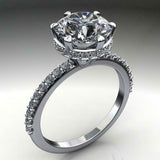 Hidden Halo Engagement Ring 1.5ct Round Cut VVS1D Diamond 14k White Gold Finish