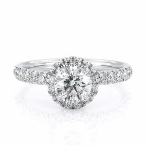 1.65ct Round Cut Diamond Halo Engagement Ring 14k White Gold Finish with Accents