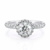 1.65ct Round Cut Diamond Halo Engagement Ring 14k White Gold Finish with Accents