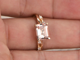 1.7ct Emerald Cut Peach Morganite Engagement Ring East West 14k Yellow Gold Over