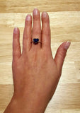 1.5ct Engagement Ring Heart Cut Blue Sapphire Solitaire 14k White Gold Finish