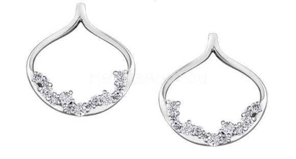 0.46ct Round Cut Moissanite Unique Design Dangle Earrings 14k White Gold Plated