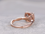 1.7ct Cushion Cut Morganite Engagement Ring Infinity Twisted 14k Rose Gold Over