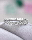 2Ct Round Cut Diamond Hexagon Shape Stackable Wedding Band 14K White Gold Finish