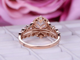 2.8ct Oval Morganite Engagement Ring Diamond Halo Stackable 14k Rose Gold Finish