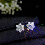 2.07ct Round Cut Moissanite Floral Stud Earrings For Women 14k White Gold Plated