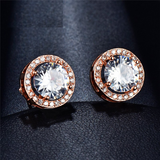 2ct Round Cut VVS1D Diamond Halo Solitaire Stud Earrings 14k Rose Gold Finish