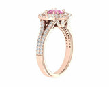 2ct Round Pink Sapphire Dual Halo Split Shank Engagement Ring 14k Rose Gold Over