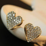 2.1ct Round Cut Diamond Heart Shape Design Stud Earrings 14k Yellow Gold Finish