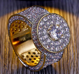 5ct Round Cut Diamond Iced Halo Engagement Wedding Ring Men 14k Yellow Gold Over