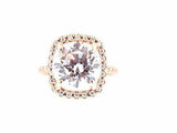 3.5Ct Cushion Diamond Accent Halo Solitaire Engagement Ring 14K Rose Gold Finish