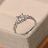 1ct Asscher Cut Diamond Petite Round Accents Engagement Ring 14k White Gold Over