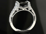 5ct Round Black Diamond Engagement Ring Dual Row Bridal Set 14k White Gold Over