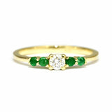 5 Stone Minimalist Engagement Ring 1ct Round Cut Diamond 14k Yellow Gold Finish