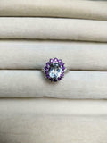 2ct Engagement Ring Oval Cut Diamond Purple Amethyst Halo 14k White Gold Finish