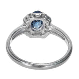 3ct Oval Cut Blue Sapphire Engagement Ring Art Deco Design 14k White Gold Finish