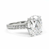 3Ct Elongated Cushion Cut Diamond Accent Solitaire Ring 18K White Gold Finish