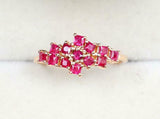 3ct Engagement Ring Princess Cut Ruby Cluster Minimalist 14k Yellow Gold Finish