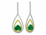 4Ct Heart Cut Green Emerald Party Tear Drop Earrings Women 14K White Gold Finish