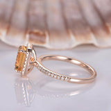 1.2ct Emerald Cut Yellow Citrine Solitaire Engagement Ring 14k Rose Gold Finish