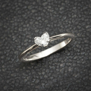 0.75ct Heart Cut VVS1D Diamond Engagement Ring Solitaire 14k White Gold Finish