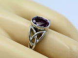 2ct Oval Purple Amethyst Engagement Ring Celtic Trinity Knot 14k White Gold Over