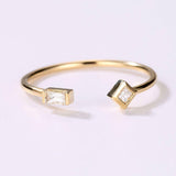 Open Cuff Stackable Engagement Ring 0.7ct Princess Diamond 14k Yellow Gold Over